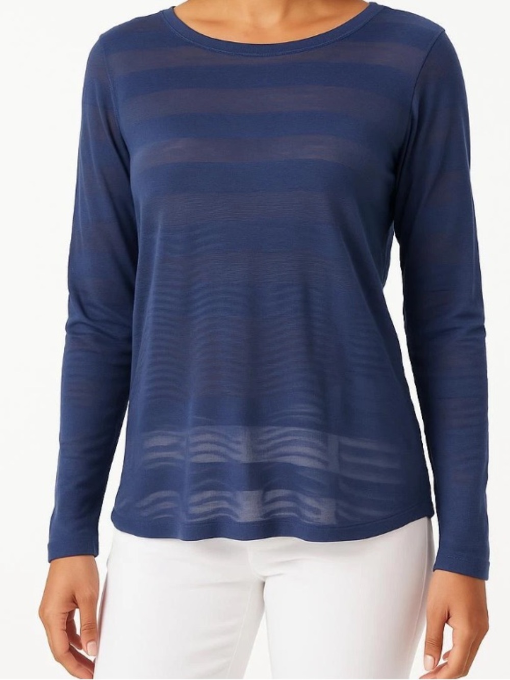Tommy Bahama Blue Striped Long Sleeve Tee XL Lightweight Sheer Casual
